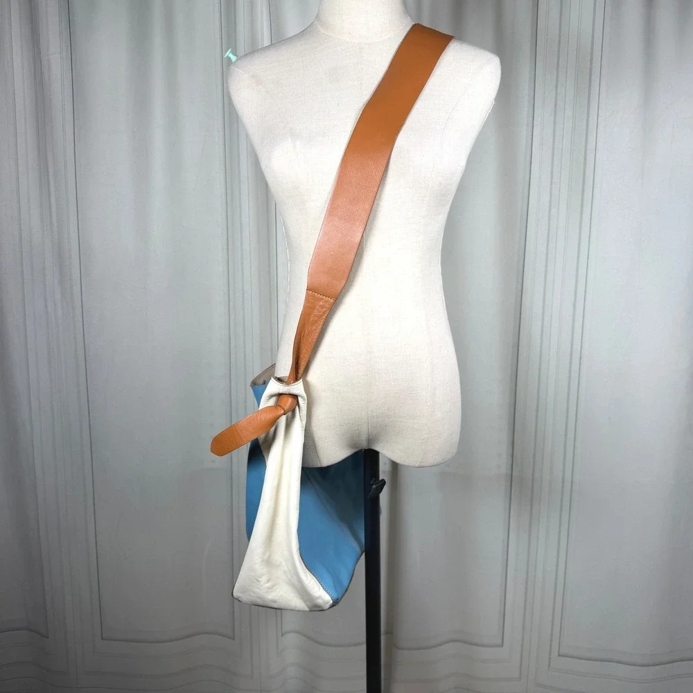 Vittoria Napoli Italian Leather Color-Block Hobo Bag